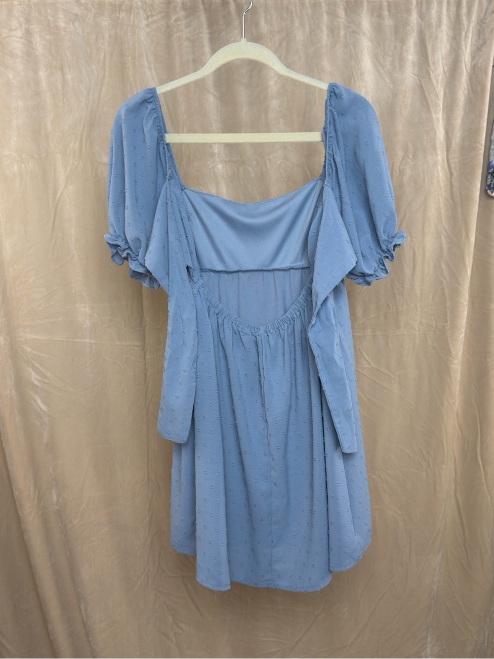 Altar'd State Blue Swiss Dot Tie Back Mini Dress - Picture 5 of 6